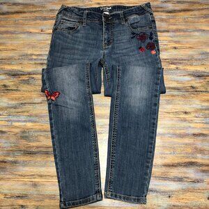 Cat & Jack Jeans Supper Skinny Embroidered Distressed Blue Girl Size 12